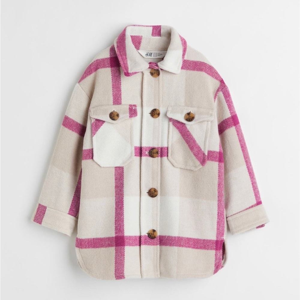 H&M New 3t Twill Shirt Jacket Shacket Soft Warm Cute